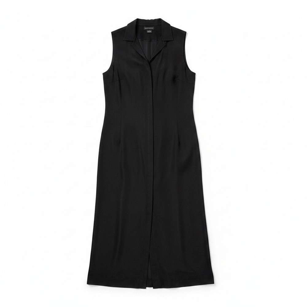 Banana Republic LBD Black 100% Silk‎ Sleeveless  Maxi Shirt Dress Size 8